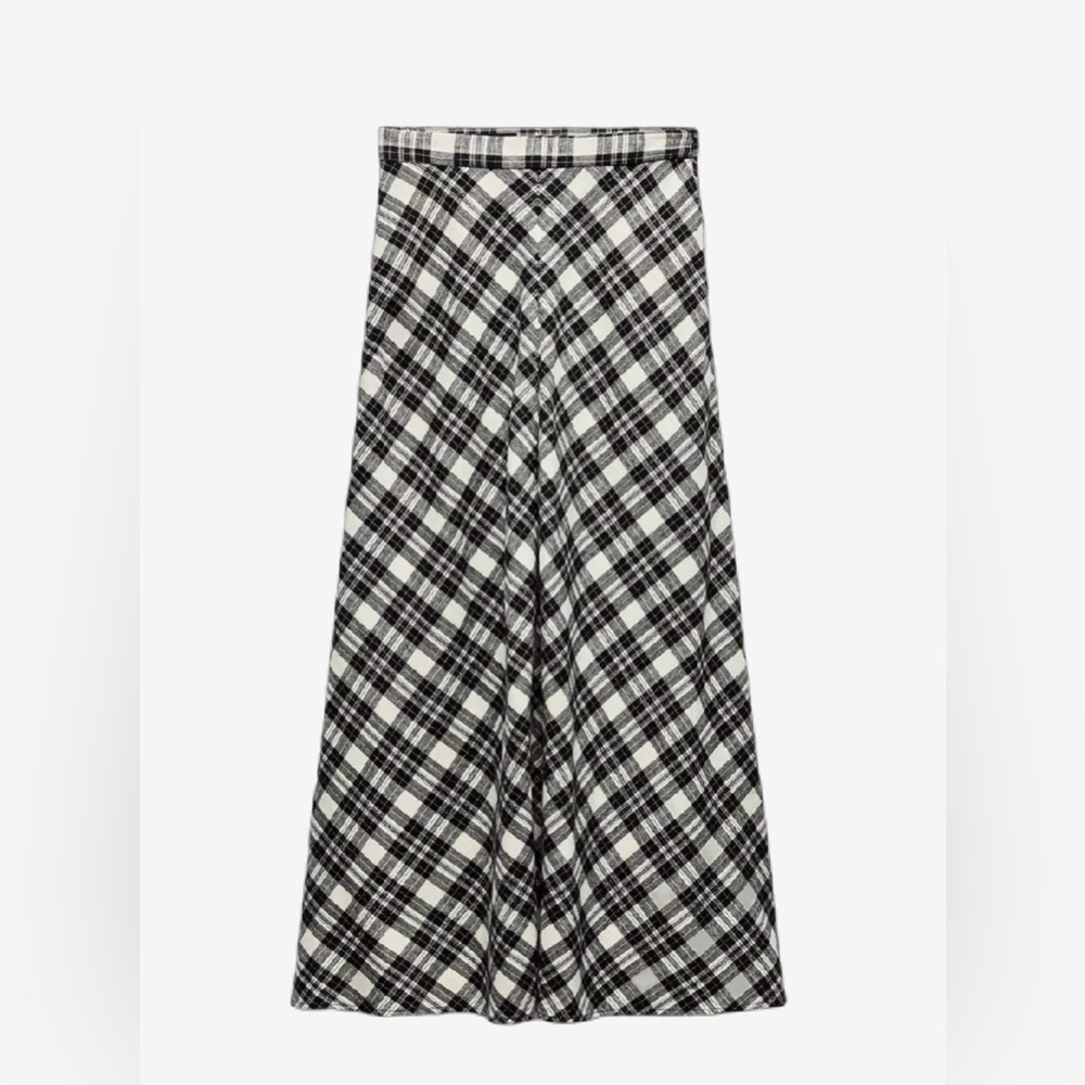 Zara Plaid Skirt - Black and White